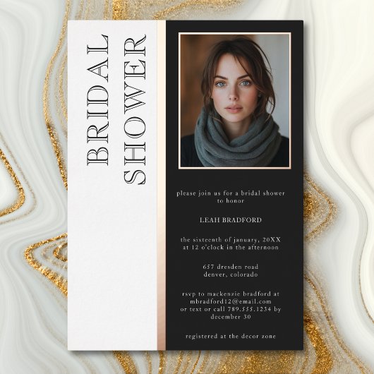 Moderne typografie Zwart-wit foto Bruidsmeisjesfee Folie Uitnodiging