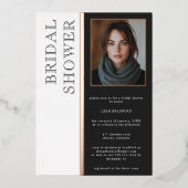 Moderne typografie Zwart-wit foto Bruidsmeisjesfee Folie Uitnodiging (Voorkant)