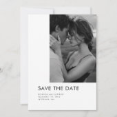 Moderne typografie Zwart-wit foto Bruiloft Save The Date (Voorkant)