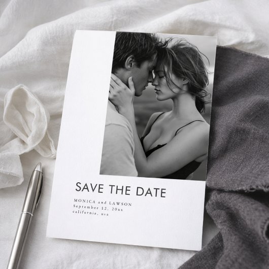 Moderne typografie Zwart-wit foto Bruiloft Save The Date