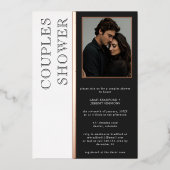 Moderne Typografie Zwart Wit Foto Koppels Douche Folie Uitnodiging (Voorkant)