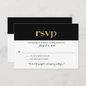 Moderne typografie zwart-wit gestreept | RSVP (Voorkant / Achterkant)