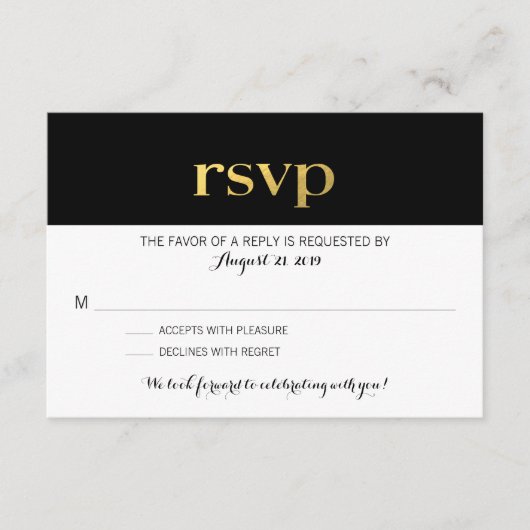 Moderne typografie zwart-wit gestreept | RSVP (Voorkant)