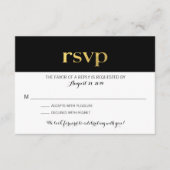 Moderne typografie zwart-wit gestreept | RSVP Kaartje (Voorkant)