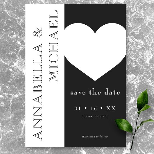 Moderne Typografie Zwart Wit Hart Wedding Save The Date