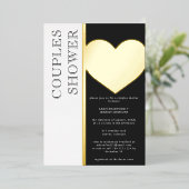 Moderne Typografie Zwart Wit Koppels Douche Folie Uitnodiging (Staand Voorkant)