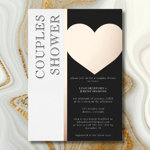 Moderne Typografie Zwart Wit Koppels Douche Folie Uitnodiging