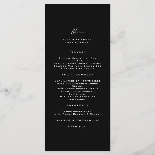 Moderne Typografie, zwart-wit, lang menu (Voorkant)