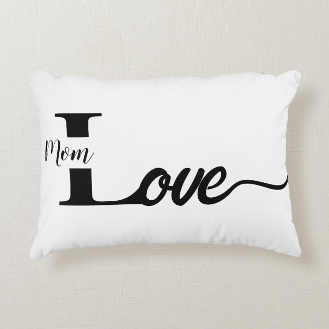 Moderne Typografie Zwart & Wit Love Mom Accent Kussen (Voorkant)