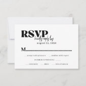 Moderne typografie zwart wit maaltijd keuze bruilo RSVP kaartje (Voorkant)