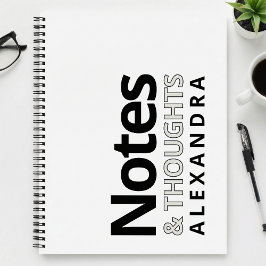 Moderne typografie Zwart-wit notities en gedachten Notitieboek