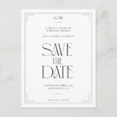 Moderne Typografie Zwart Wit Save The Date Briefkaart (Voorkant)