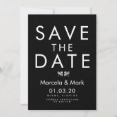 Moderne typografie zwart-wit Save The Dates kaart (Voorkant)