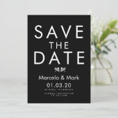 Moderne typografie zwart-wit Save The Dates kaart (Staand voorkant)