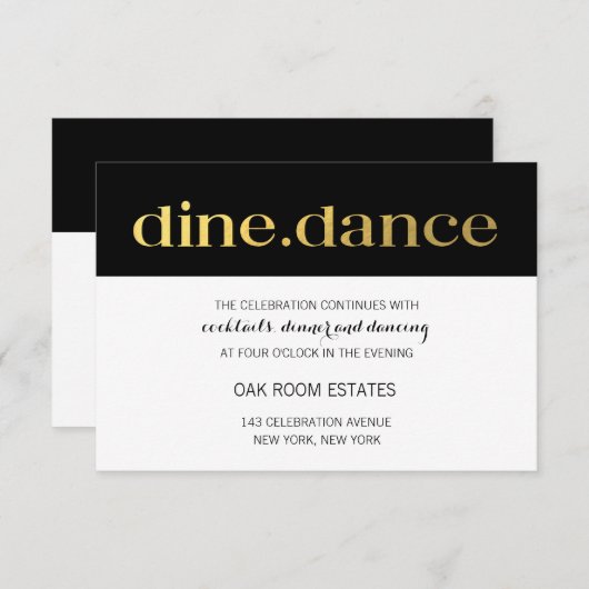 Moderne Typografie Zwart Wit Strepen | receptie Kaart (Voorkant / Achterkant)