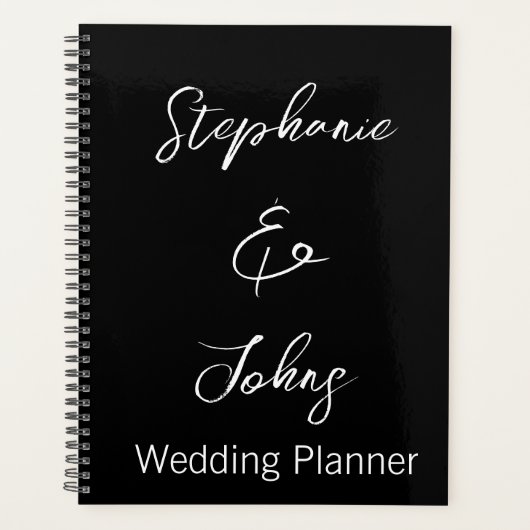 Moderne typografie zwart-wit trendy bruiloft planner (Voorkant)
