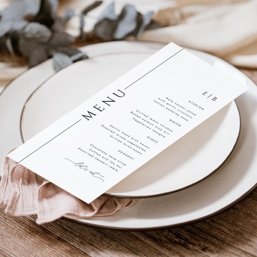 Moderne Typografie Zwart Wit Trouwdiner Menu