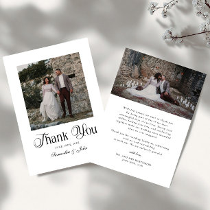 Moderne typografie Zwart-wit trouwfoto Bedankkaart