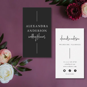 Moderne Typografie Zwart-wit Wedding Planner Visitekaartje