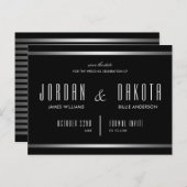 Moderne typografie | Zwart & Zilver Bewaar de datu Aankondigingskaart (Voorkant / Achterkant)