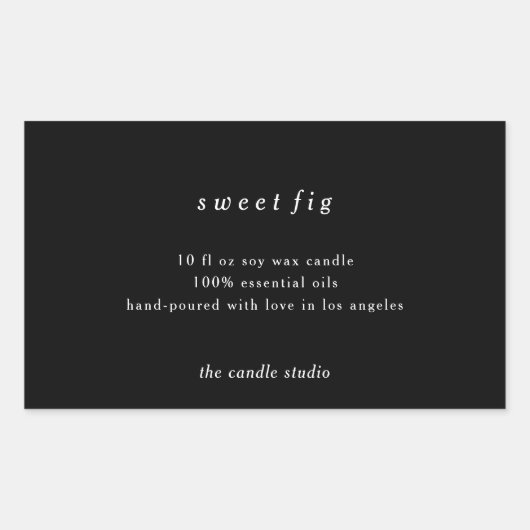 Moderne Typografie zwarte verpakking Kandle Cosmet Rechthoekige Sticker (Voorkant)