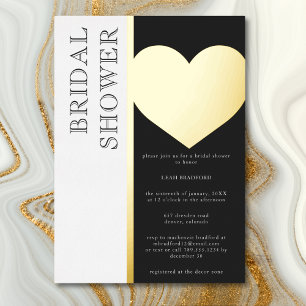 Moderne typografie Zwarte Witte Bruidsborrel Folie Uitnodiging