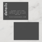 Moderne typografie | Zwarte witte trouwwebsite  Informatiekaartje (Voorkant / Achterkant)
