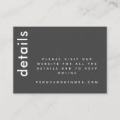 Moderne typografie | Zwarte witte trouwwebsite  Informatiekaartje (Voorkant)