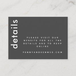 Moderne typografie | Zwarte witte trouwwebsite  Informatiekaartje