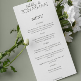 Moderne typografisch-centric bruiloft receptie menu