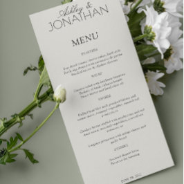 Moderne typografisch-centric bruiloft receptie menu