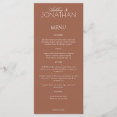 Moderne typografisch-centric bruiloft receptie menu (Voorkant)