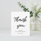 Moderne typografische bruiloft bedankkaart (Staand voorkant)