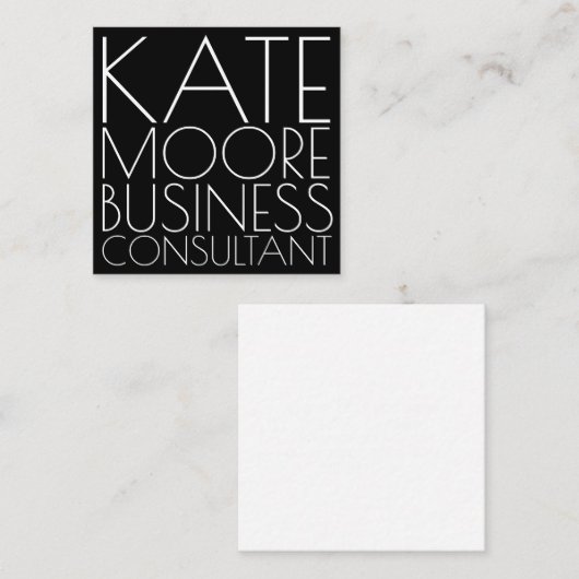Moderne Typografische Business Consultant Vierkante Visitekaartje (Voorkant / Achterkant)