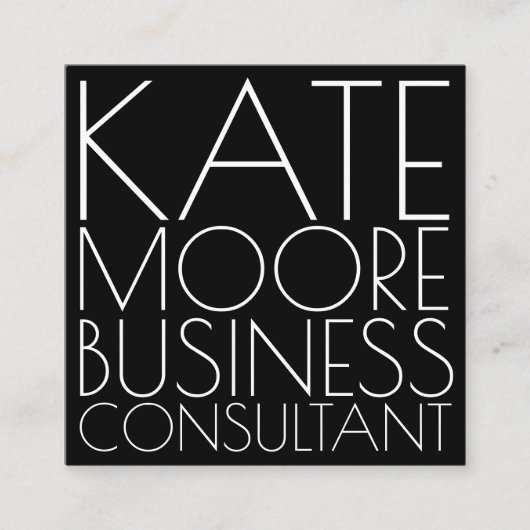 Moderne Typografische Business Consultant Vierkante Visitekaartje (Voorkant)