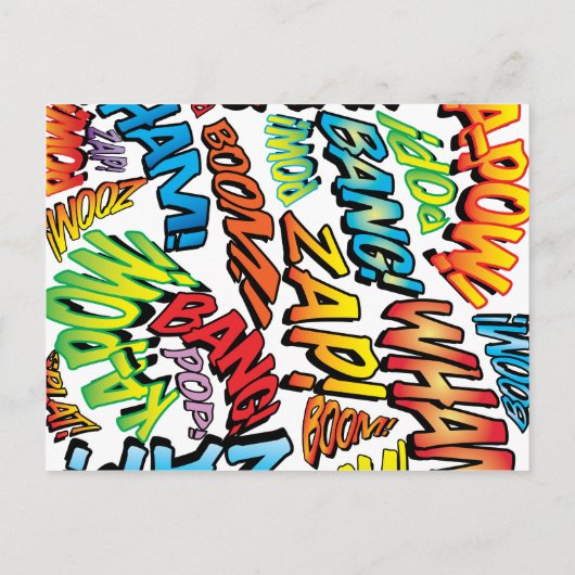 Moderne Typografische Comic Bruiloft Uitnodiging Briefkaart (Achterkant)