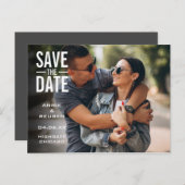 Moderne typografische foto save the date briefkaart (Voorkant / Achterkant)