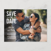 Moderne typografische foto save the date briefkaart (Voorkant)
