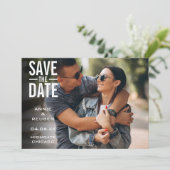 Moderne typografische foto save the date kaart (Staand voorkant)