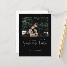 Moderne typografische foto zwart Bewaar de datum Aankondigingskaart