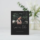 Moderne typografische foto zwart Bewaar de datum Aankondigingskaart (Staand voorkant)