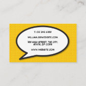 Moderne Typografische Fun Comic Book ZAP Visitekaartje (Achterkant)