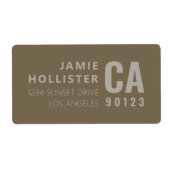 Moderne typografische look | Terugkeeradres bruin/ Etiket (Voorkant)