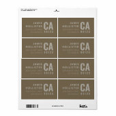 Moderne typografische look | Terugkeeradres bruin/ Etiket (Full Sheet)