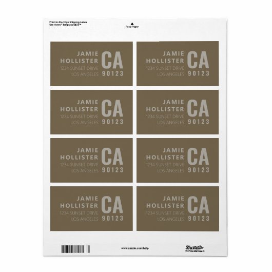 Moderne typografische look | Terugkeeradres bruin/ Etiket (Full Sheet)