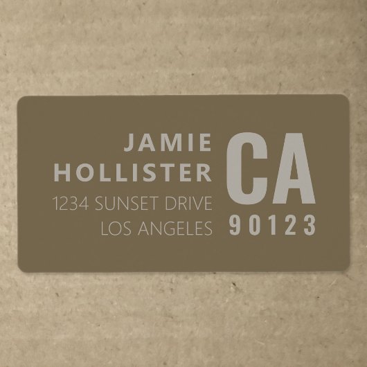 Moderne typografische look | Terugkeeradres bruin/ Etiket