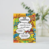 Moderne Typografische Ontwerper Leuke Comic Bruilo Uitnodiging Briefkaart (Staand voorkant)