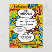 Moderne Typografische Ontwerper Pret Comic Bruilof Uitnodiging Briefkaart (Voorkant)