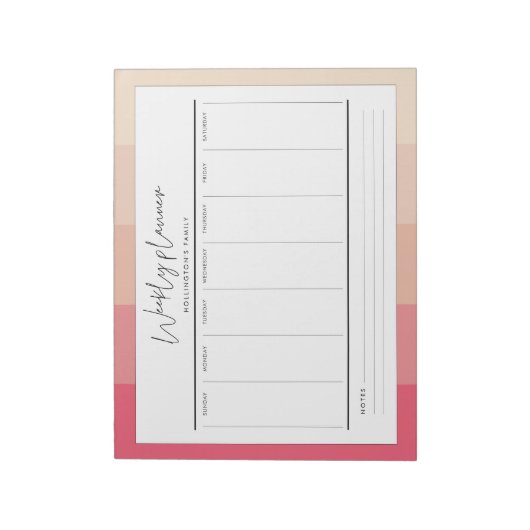 Moderne typografische pastelstripes weekplanner notitieblok (Linkerzijde)