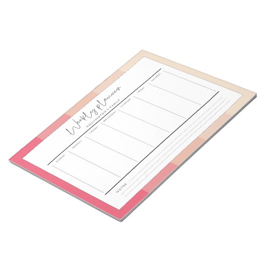Moderne typografische pastelstripes weekplanner notitieblok (Schuin)